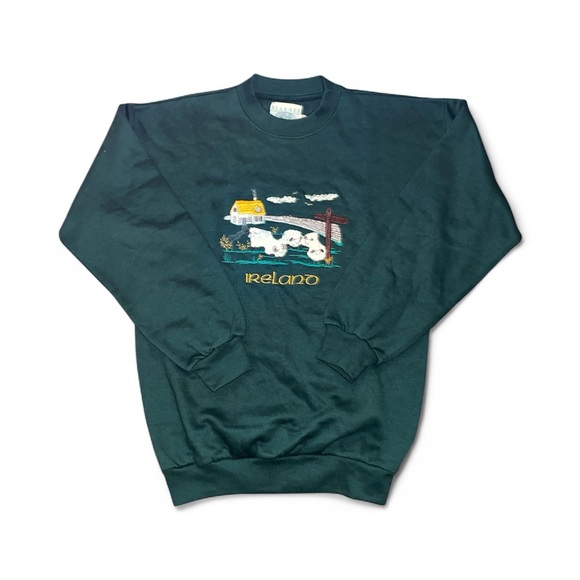 Blarney Woolen Mills women’s sweatshirt 12/14 large green sheep embroidered fall - Picture 1 of 10